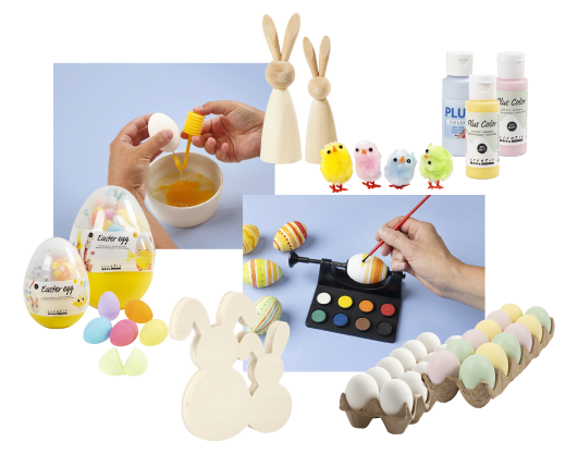 Collage avec diverses d&eacute;corations de P&acirc;ques