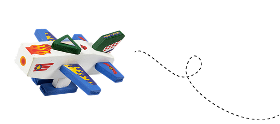 Toy plane flying in from the side