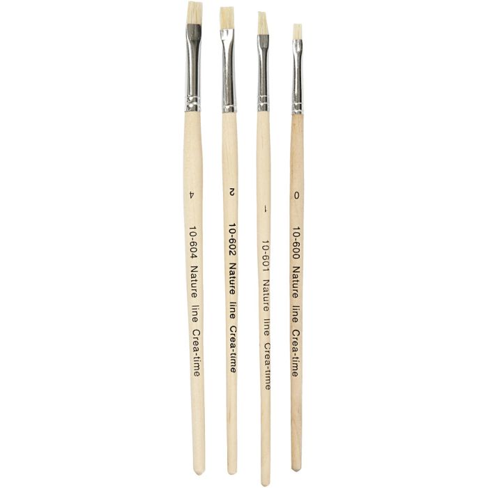 Pinceau Nature Line, dim. 00+1+2+4, L : 18,5-19 cm, L : 5-7 mm, Plat, 4 pièces/ 1 Pq.
