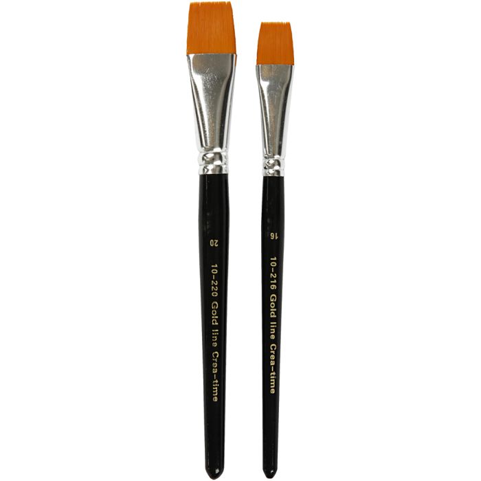 Pinceaux Gold Line, dim. 16+20, L : 19-20 cm, L : 17-24 mm, Plat, 2 pièces/ 1 Pq.