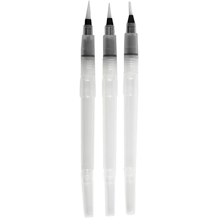 Pinceaux à Eau, dim. S+M+L, 10 ml, 3 pièces/ 1 Pq.