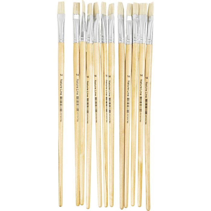 Pinceau Nature Line, dim. 14, L : 32 cm, L : 12 mm, manches longs, 12 pièces/ 1 Pq.