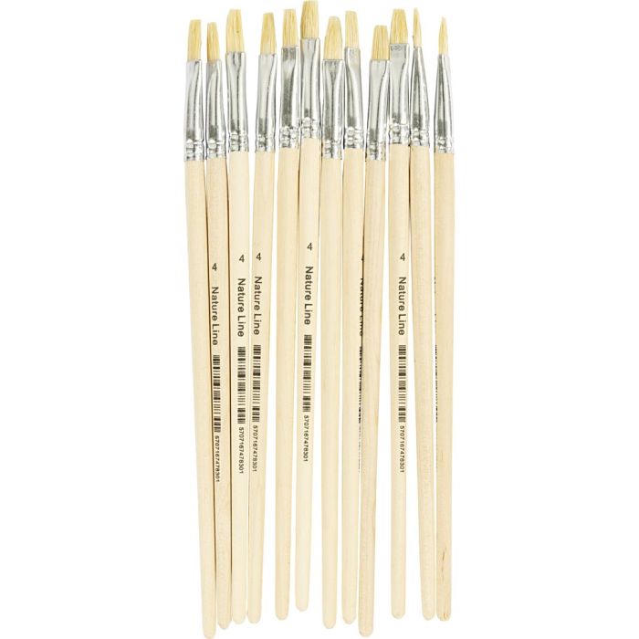 Pinceau Nature Line, dim. 4, L : 18,5 cm, L : 7 mm, manches courts, 12 pièces/ 1 Pq.