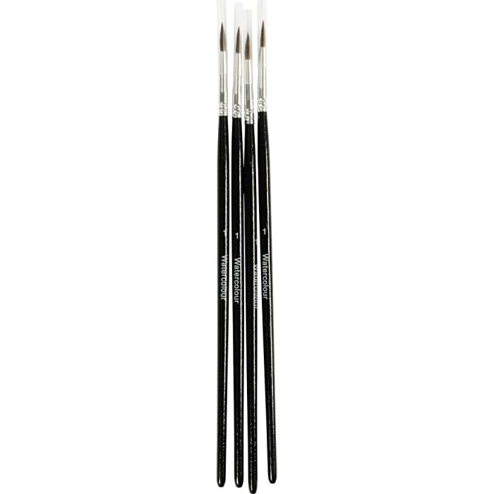 Pinceaux Aquarelle, dim. 1, 4 pièces/ 1 Pq.