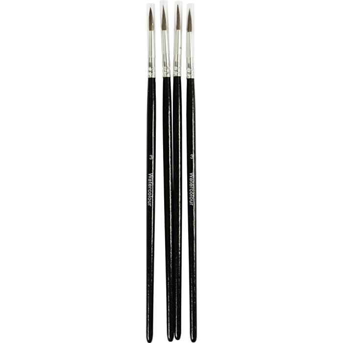 Pinceaux Aquarelle, dim. 3, 4 pièces/ 1 Pq.