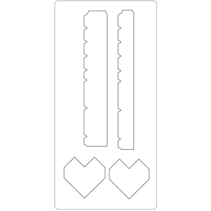 Gabarit de coupe en acier, boîte coeur, dim. 15,2x30,37 cm, ép. 15 mm, 1 pièce
