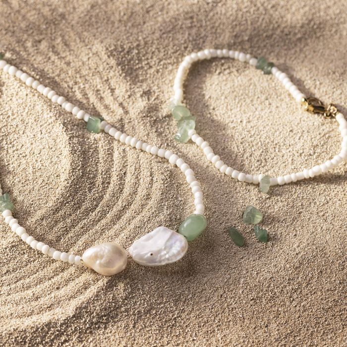 Bracelet et collier avec aventurine et perles d’eau douce