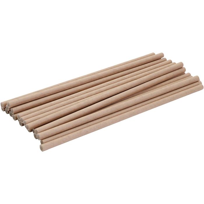 Paille de papier kraft non blanchi, L : 195 mm, d 6 mm, 250 pièces/ 1 Pq.
