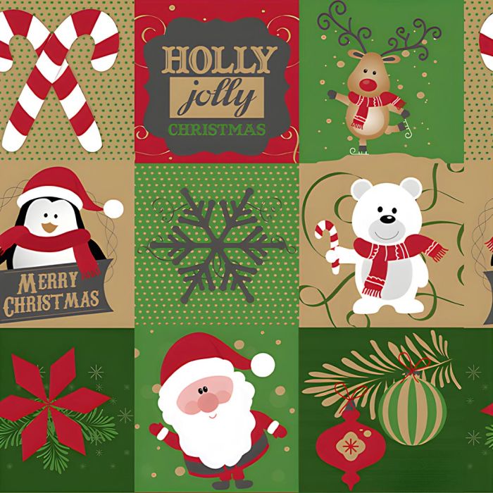 Papier cadeau, motifs de Noël, L : 50 cm, 80 gr, 5 m/ 1 rouleau