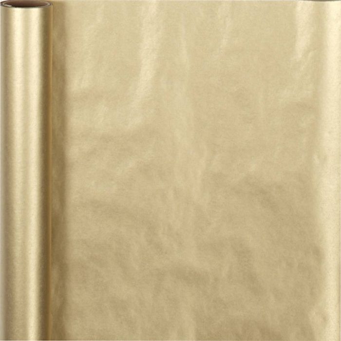 Papier cadeau, L : 50 cm, 70 gr, or, 5 m/ 1 rouleau