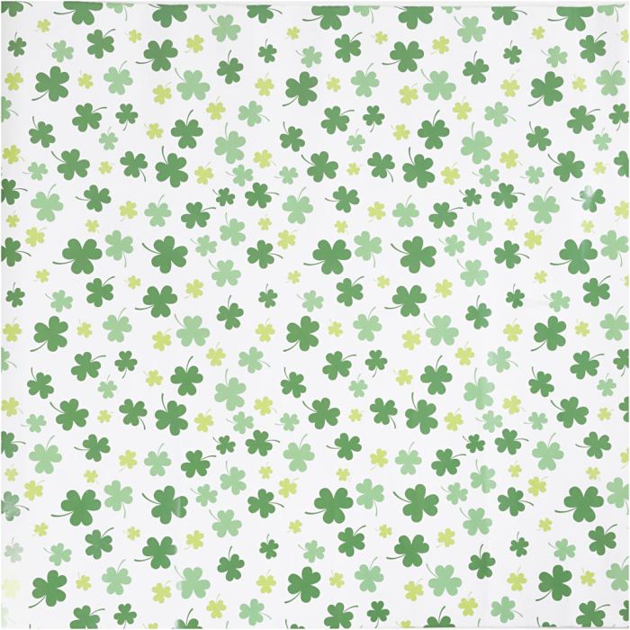 Papier cadeau, Trèfle vert, L : 50 cm, 80 gr, 100 m/ 1 rouleau