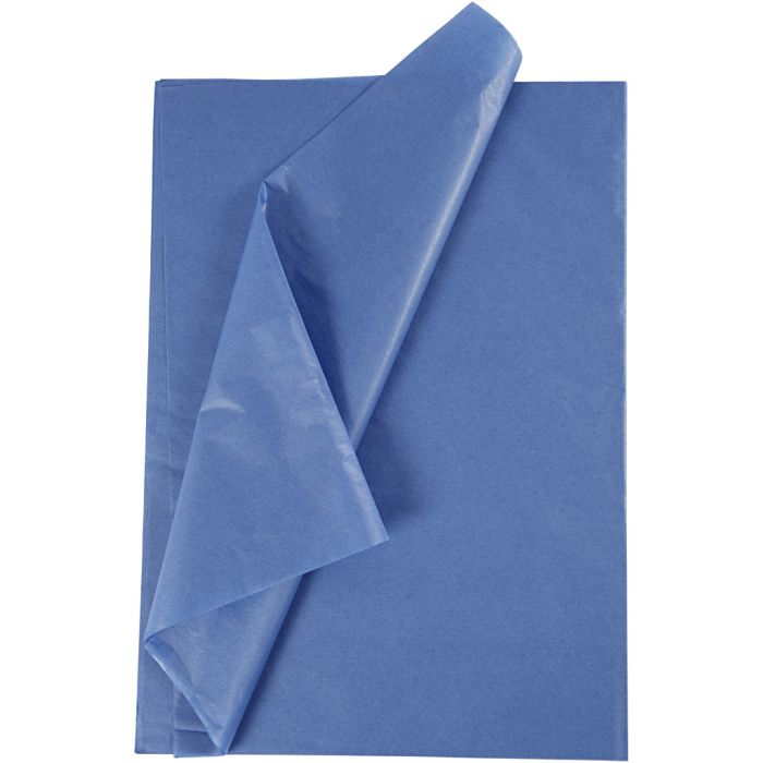 Papier de Soie, feuille 50x70 cm, 17 gr, bleu, 10 flles/ 1 Pq.