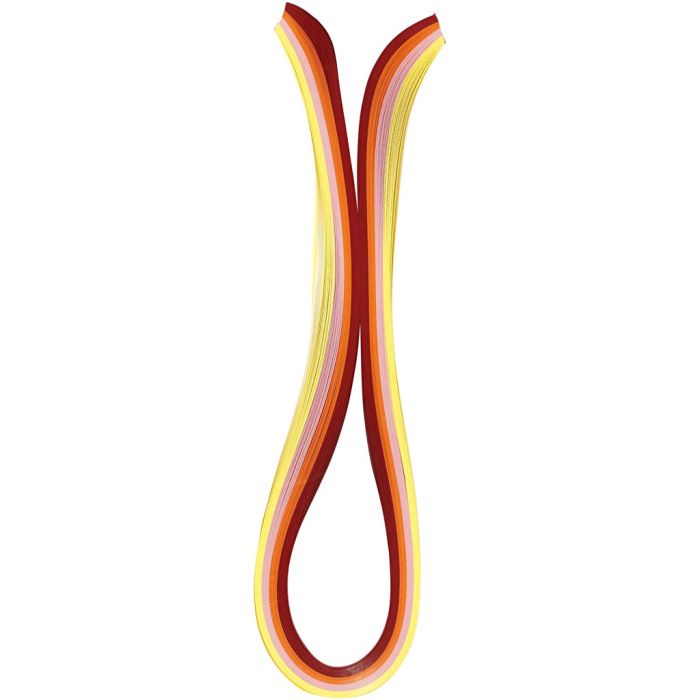 Bandes pour quilling, L : 78 cm, L : 5 mm, 120 gr, orange, rose, rouge, jaune, 100 pièces/ 1 Pq.