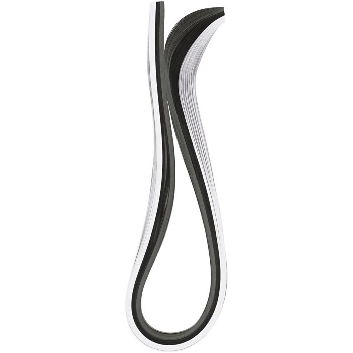 Bandes pour quilling, L : 78 cm, L : 5 mm, 120 gr, noir, gris, blanc, 100 pièces/ 1 Pq.