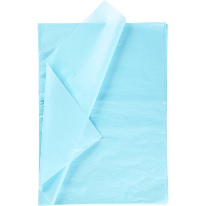 Papier de Soie, feuille 50x70 cm, 17 gr, bleu clair, 25 flles/ 1 Pq.