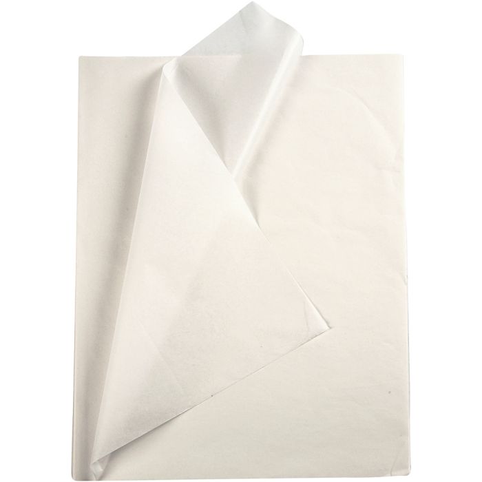 Papier de Soie, feuille 50x70 cm, 17 gr, blanc, 25 flles/ 1 Pq.