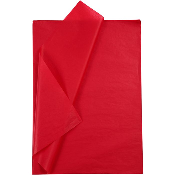 Papier de Soie, feuille 50x70 cm, 17 gr, rouge, 25 flles/ 1 Pq.