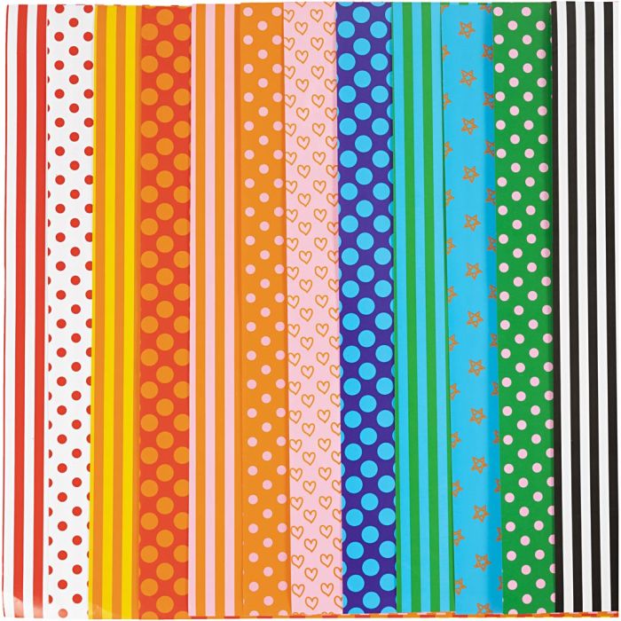 Papier glacé, motifs, feuille 32x48 cm, 80 gr, ass. de couleurs, 100 flles ass./ 1 Pq.