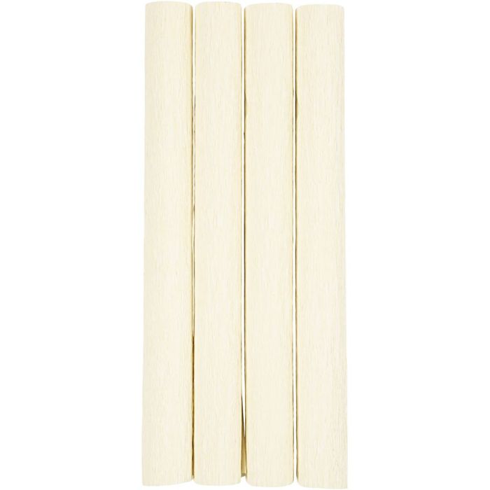 Papier Crépon, feuille 25x60 cm, Crêpé à 180%, 105 gr, blanc cassé, 4 flles/ 1 Pq.