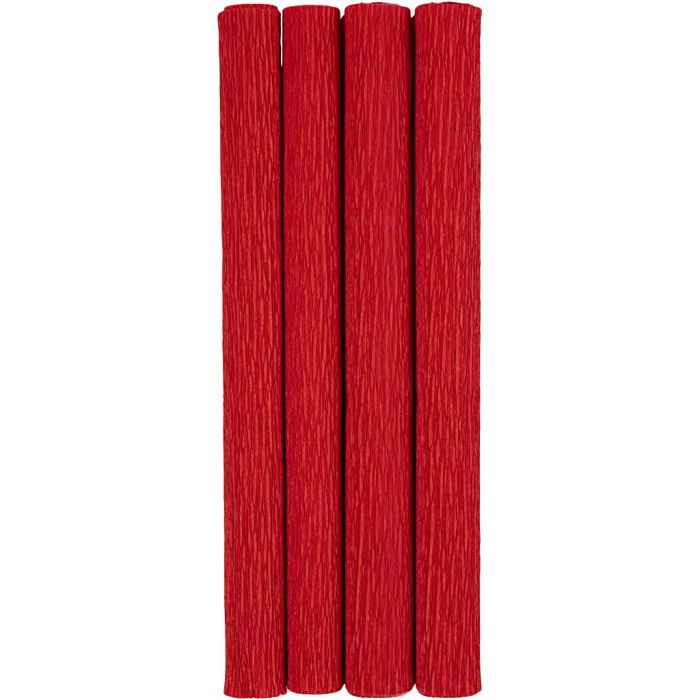 Papier Crépon, feuille 25x60 cm, Crêpé à 180%, 105 gr, rouge, 4 flles/ 1 Pq.