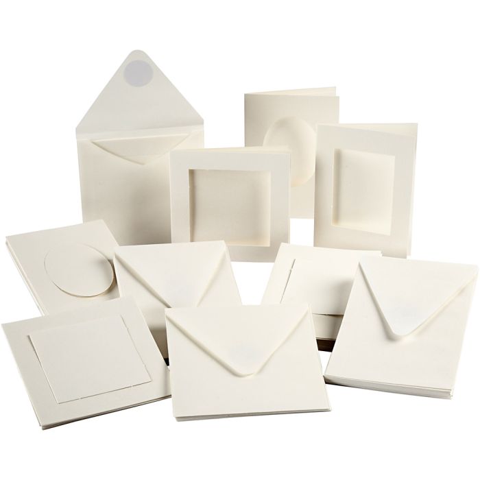 Cartes passe-partout, dimension carte 10,5x15 + 12,5x12,5 cm, Le contenu peut varier , blanc cassé, 50 set/ 1 Pq.