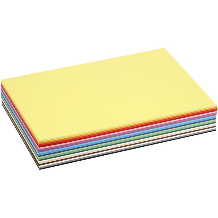 Papier cartonné de couleur, A4, feuille 210x297 mm, 180 gr, ass. de couleurs, 300 flles ass./ 1 Pq.