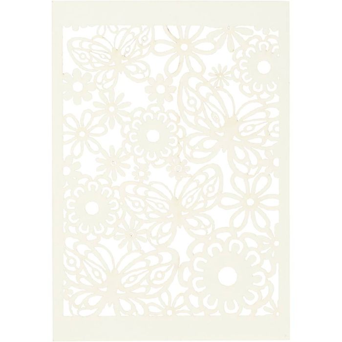 Papier cartonné motif dentelle, A6, feuille 105x148 mm, 200 gr, blanc cassé, 10 pièces/ 1 Pq.