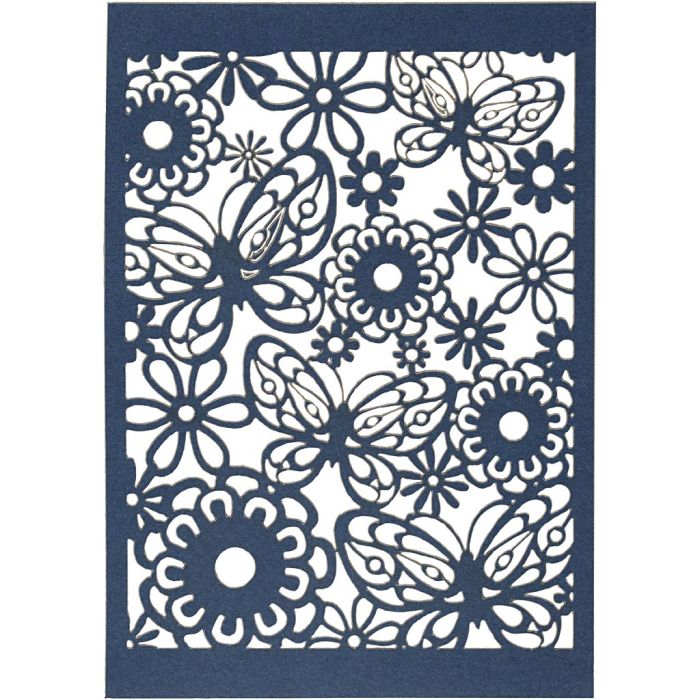 Papier cartonné motif dentelle, A6, feuille 105x148 mm, 200 gr, bleu, 10 pièces/ 1 Pq.