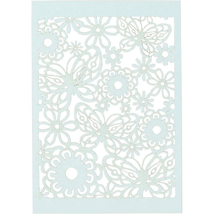 Papier cartonné motif dentelle, A6, feuille 105x148 mm, 200 gr, bleu clair, 10 pièces/ 1 Pq.