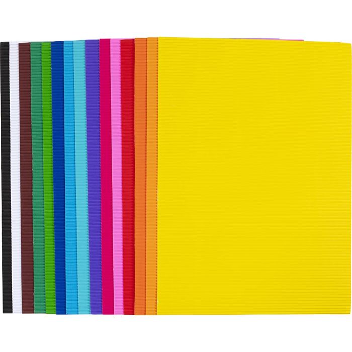 Carton ondulé, feuille 25x35 cm, 80 gr, 15 flles ass./ 1 Pq.