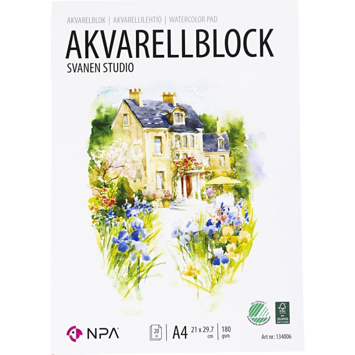 Bloc Aquarelle, A4, feuille 210x297 mm, 180 gr, 20 flles/ 1 pièce