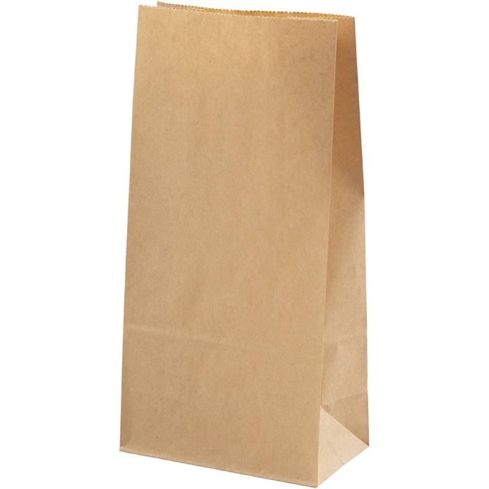 Sac en papier, H : 22,5 cm, dim. 6,5x11 cm, 50 gr, brun, 10 pièces/ 1 Pq.