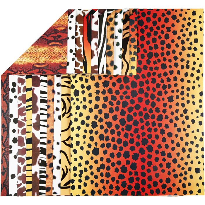 Papier cartonné à motifs animaux, A4, feuille 210x297 mm, 300 gr, 10 flles ass./ 1 Pq.