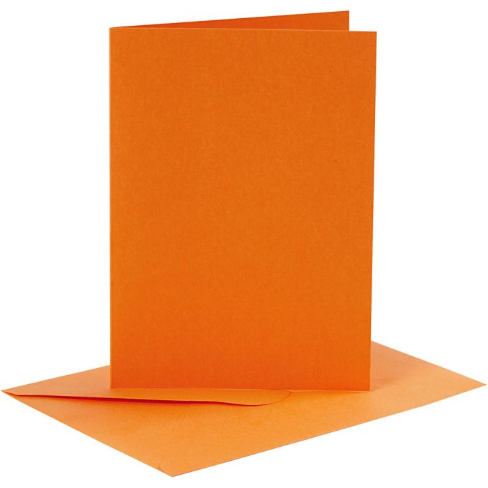 Cartes et enveloppes, dimension carte 10,5x15 cm, dimension enveloppes 11,5x16,5 cm, 110+220, orange, 6 set/ 1 Pq.