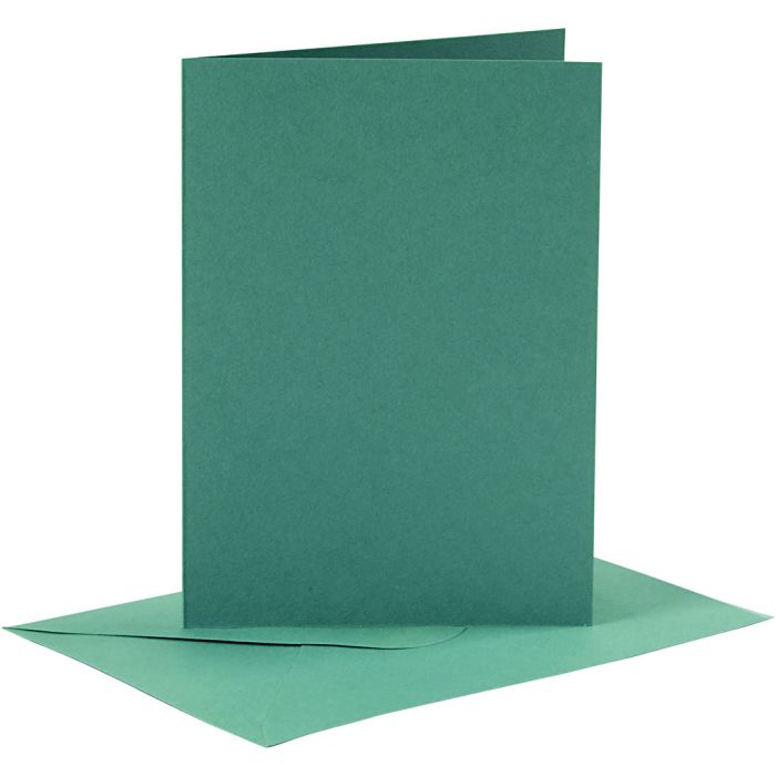 Cartes et enveloppes, dimension carte 10,5x15 cm, dimension enveloppes 11,5x16,5 cm, 110+230, vert foncé, 6 set/ 1 Pq.