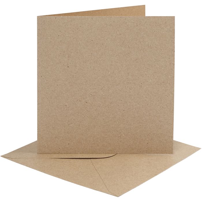 Cartes et enveloppes, dimension carte 15x15 cm, dimension enveloppes 16x16 cm, 230 gr, naturel, 4 set/ 1 Pq.