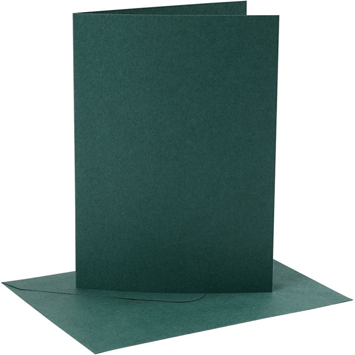 Cartes et enveloppes, dimension carte 12,7x17,8 cm, dimension enveloppes 13,3x18,5 cm, 230 gr, vert foncé, 4 set/ 1 Pq.