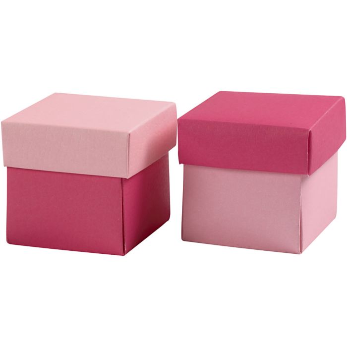 Boîte pliante, dim. 5,5x5,5 cm, 250 gr, rose, 10 pièces/ 1 Pq.