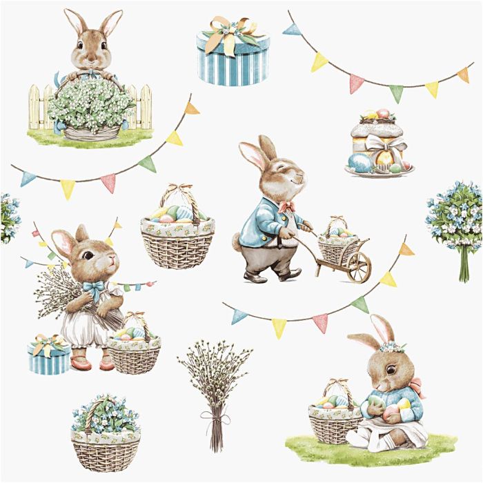 Serviettes de table, Lapin de Pâques, dim. 33 x 33 cm, 20 pièces/ 1 Pq.