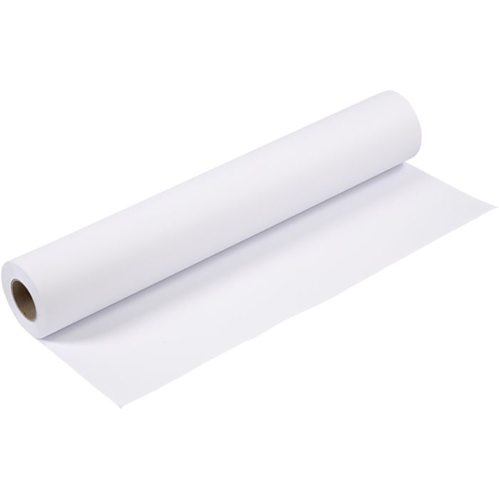 Papier à dessin sur rouleau, L : 61 cm, 80 gr, blanc, 50 m/ 1 rouleau