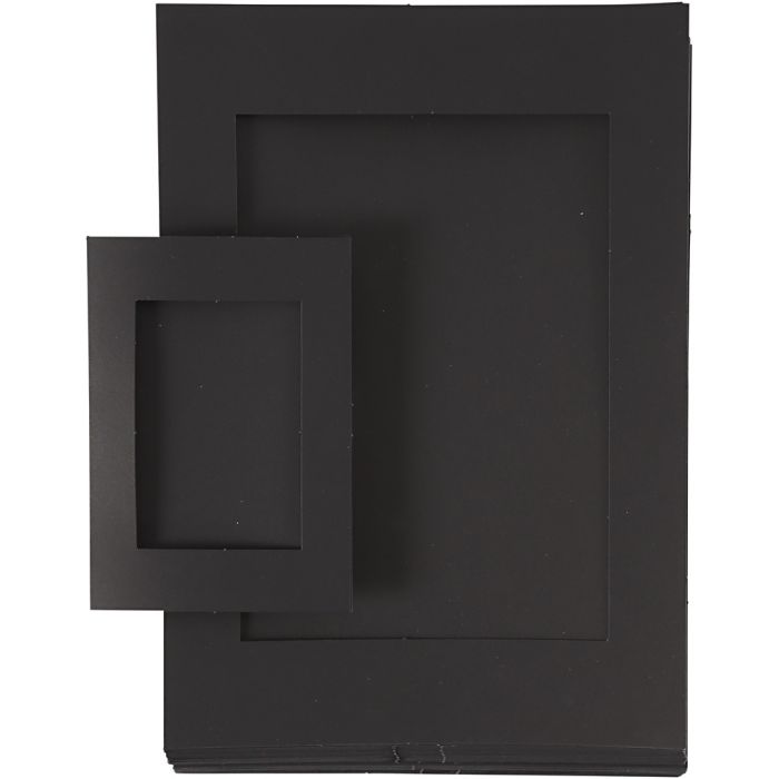 Cartes passe-partout, dim. A4+A6, 180 gr, noir, 2x60 pièces/ 1 Pq.