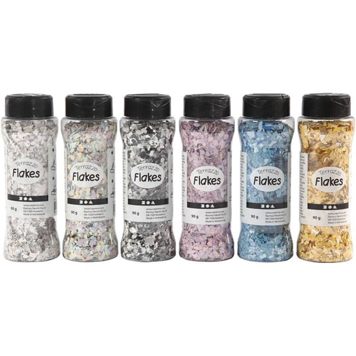 Flocons de Terrazzo, ass. de couleurs, 6x90 gr/ 1 Pq.