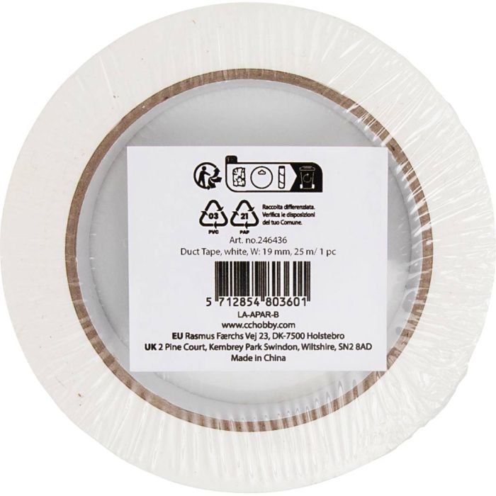 Duct tape, L : 19 mm, blanc, 25 m/ 1 rouleau