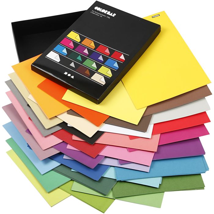 Papier Cartonné Color Bar, A4, feuille 210x297 mm, 250 gr, ass. de couleurs, 16x10 flles/ 1 Pq.