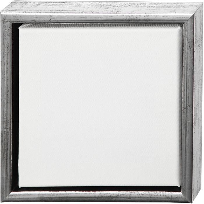 Entoile avec Cadre en Bois, dim. 20x20 cm, 360 gr, argent antique, blanc, 1 pièce