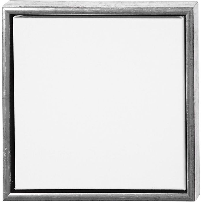 Entoile avec Cadre en Bois, dim. 30x30 cm, 360 gr, argent antique, blanc, 1 pièce