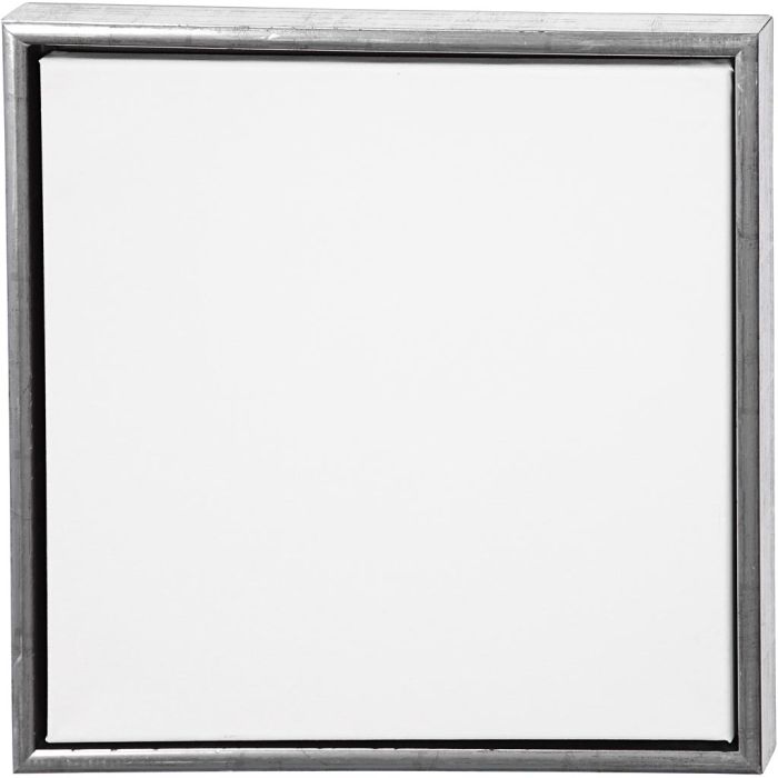 Entoile avec Cadre en Bois, dim. 40x40 cm, 360 gr, argent antique, blanc, 1 pièce