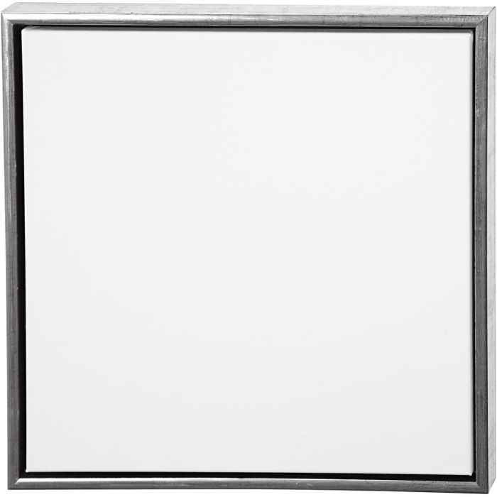 Entoile avec Cadre en Bois, dim. 50x50 cm, 360 gr, argent antique, blanc, 1 pièce