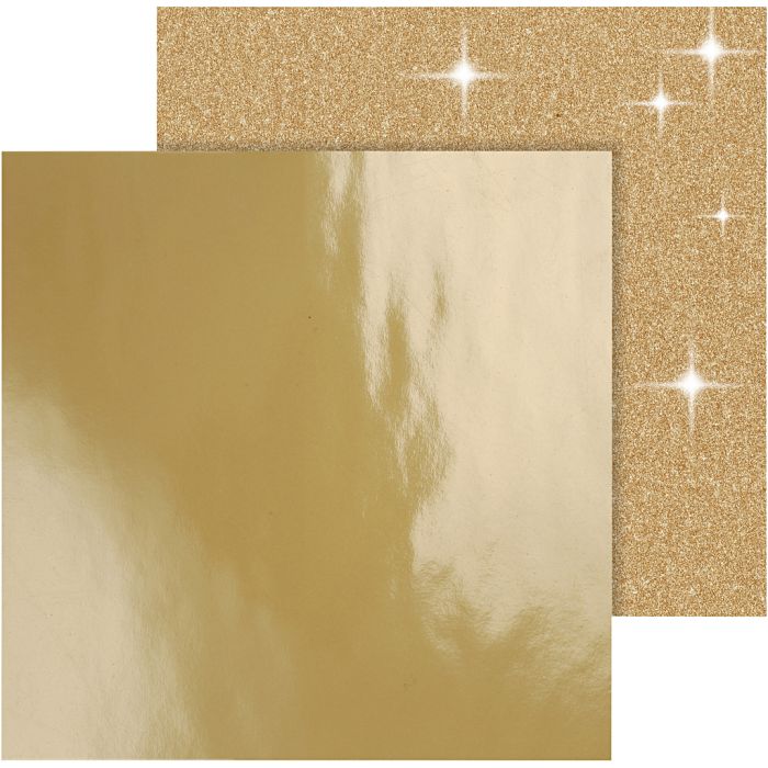 Papier Design, feuille 30,5x30,5 cm, 120+128 gr, or, 2 flles/ 1 Pq.