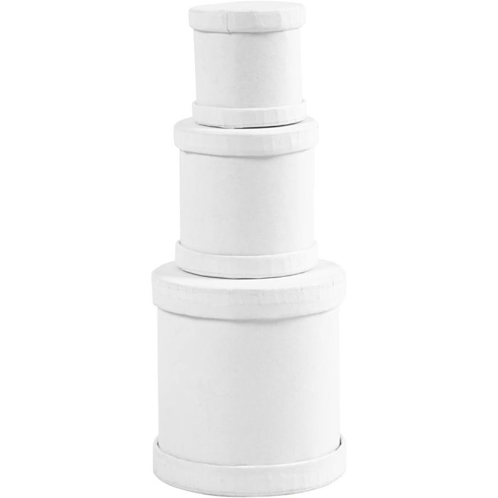 Boîtes tambour, dim. 4x4 + 5x5 + 6,5x7 cm, blanc, 1 set